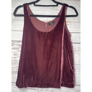 J.Crew Old Maroon Velvet Velour Soft Pullover Scoop Neck Tank Top Size 00